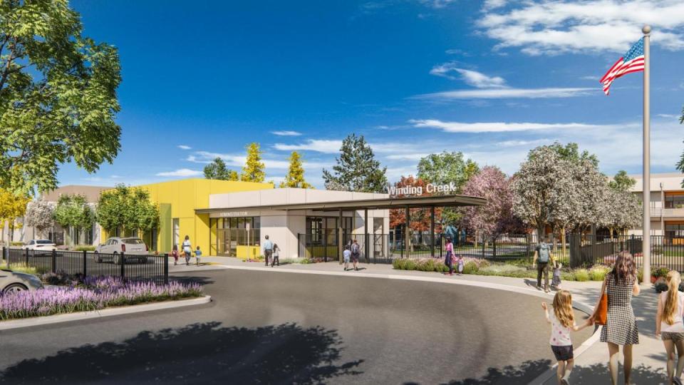 Rendering of exterior of Winding Creek Elementary School 